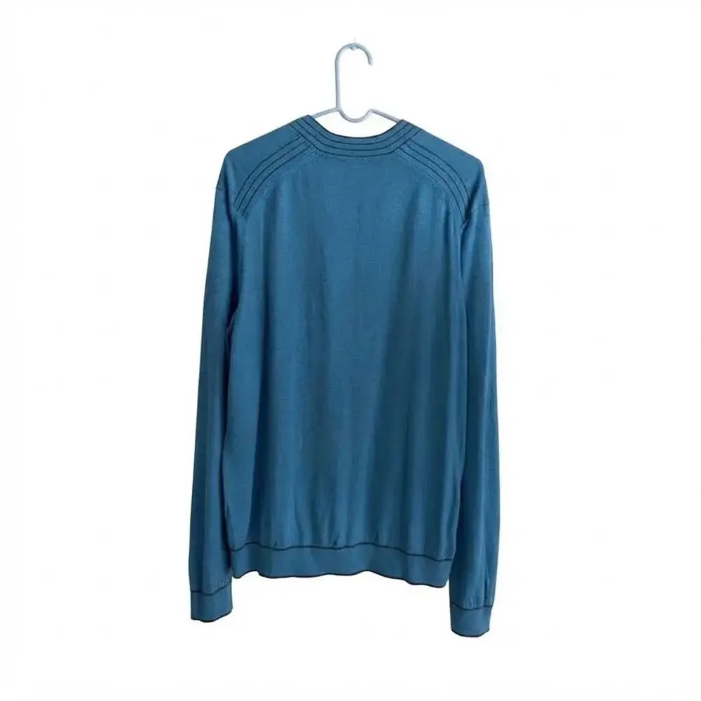 Ted Baker London Men’s V-Neck Sweater Size 3X Teal Blue Organic Cotton